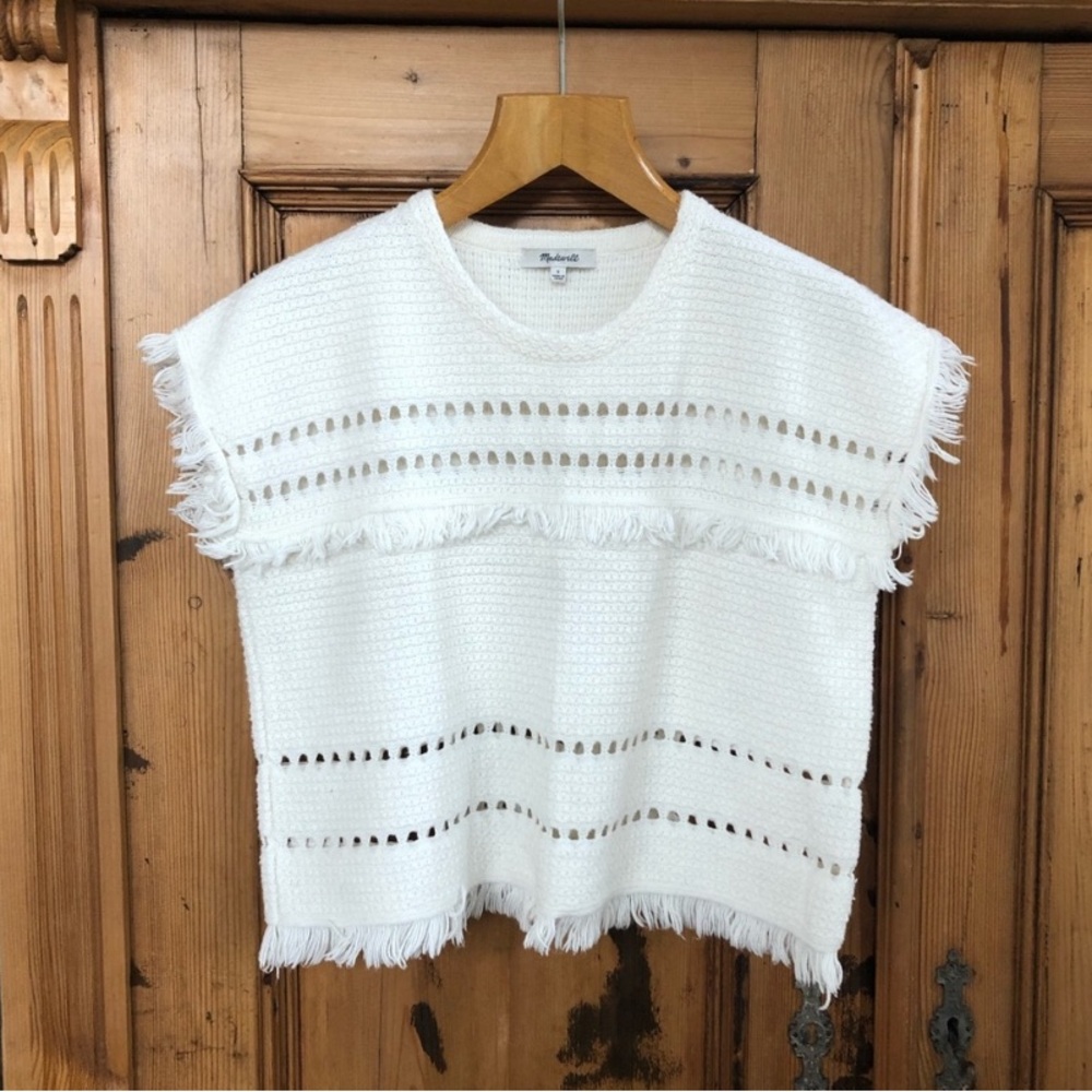 MADEWELL Crochet Knit Cream Top